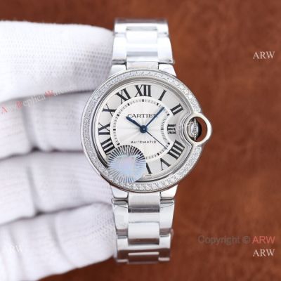 Swiss Quality Cartier Ballon Bleu Diamond 33mm Watch with Citizen Movement